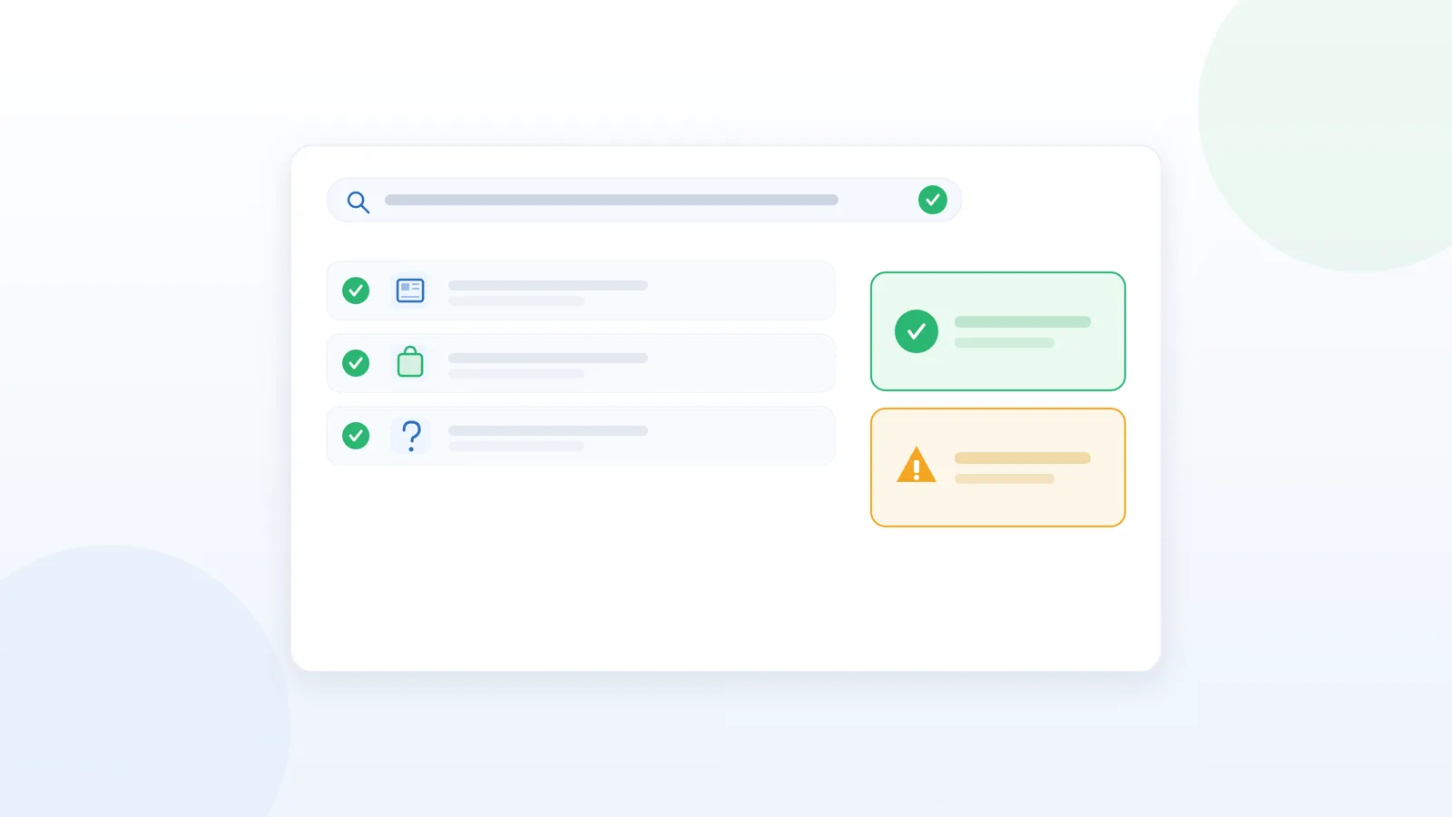 Rich Results Test result showing detected schema items with checks alongside valid and warning status panels.